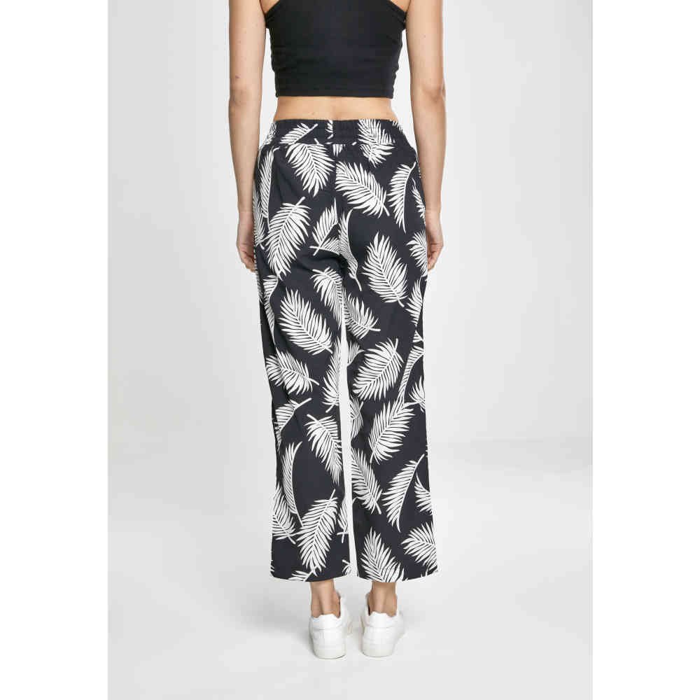 Urban Classics - Elastic Waist AOP Capri broek - Zwart/Wit